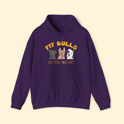 Hooded Sweatshirt | Pit Bulls Will Steal Your Heart - Detezi Designs - 25867441841603289351