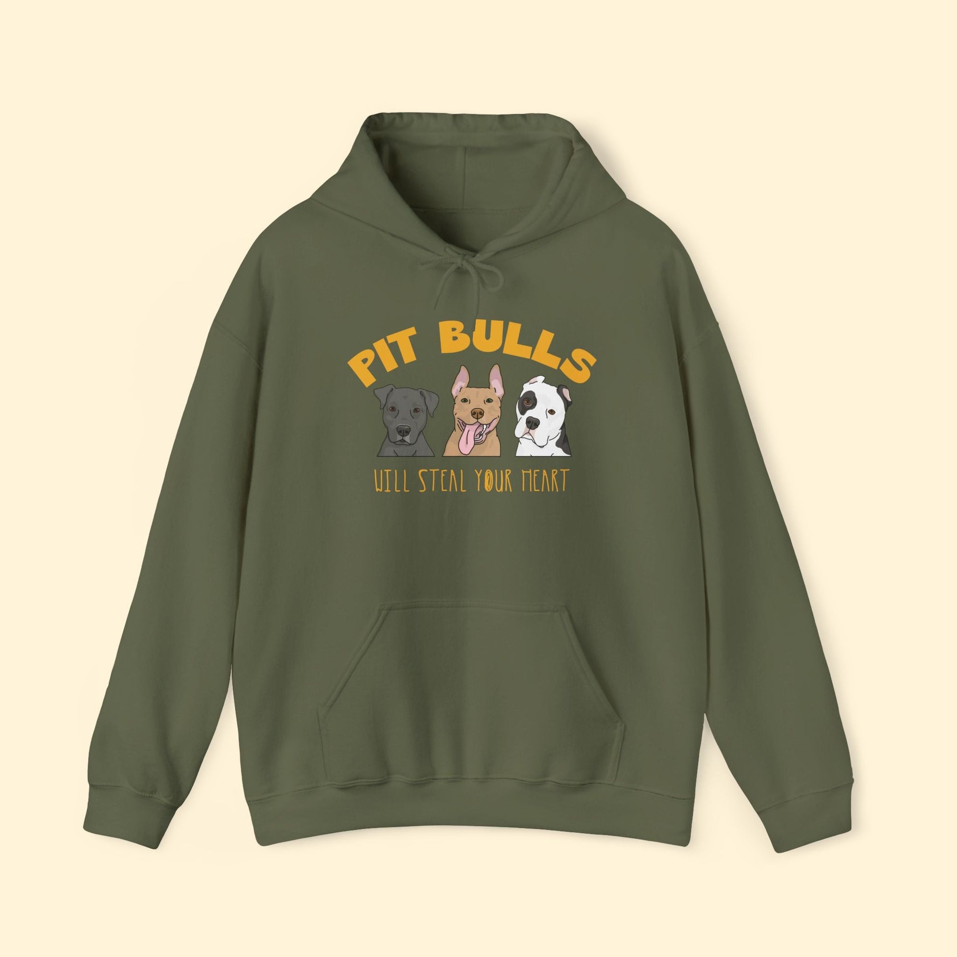 Hooded Sweatshirt | Pit Bulls Will Steal Your Heart - Detezi Designs - 75067939228755342194