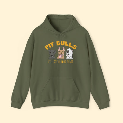 Hooded Sweatshirt | Pit Bulls Will Steal Your Heart - Detezi Designs - 75067939228755342194