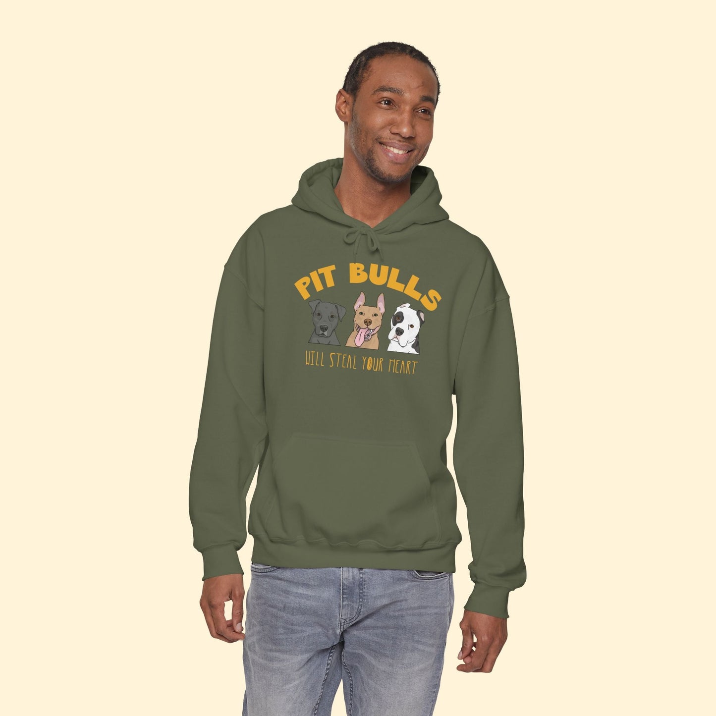 Hooded Sweatshirt | Pit Bulls Will Steal Your Heart - Detezi Designs - 75067939228755342194