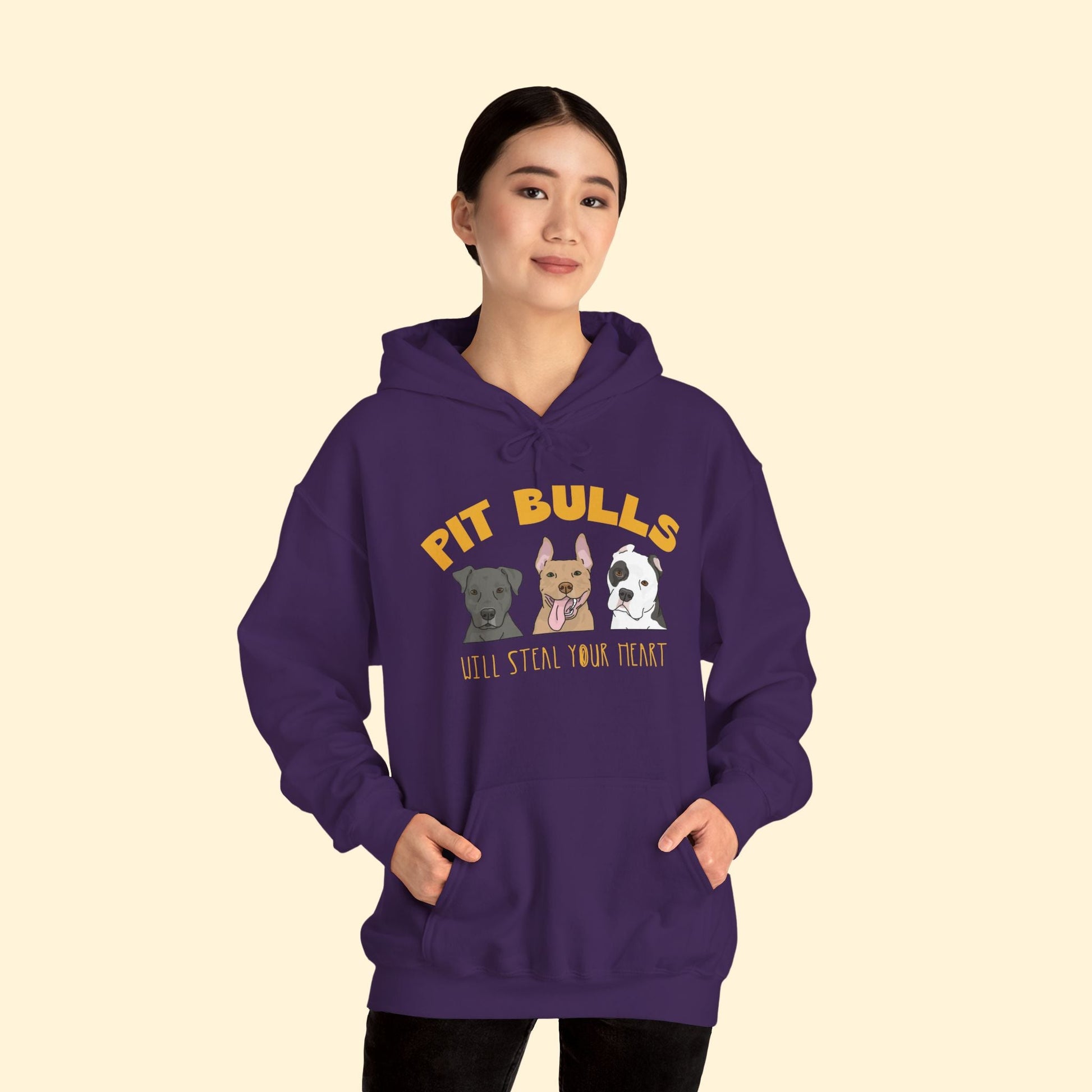Hooded Sweatshirt | Pit Bulls Will Steal Your Heart - Detezi Designs - 75067939228755342194