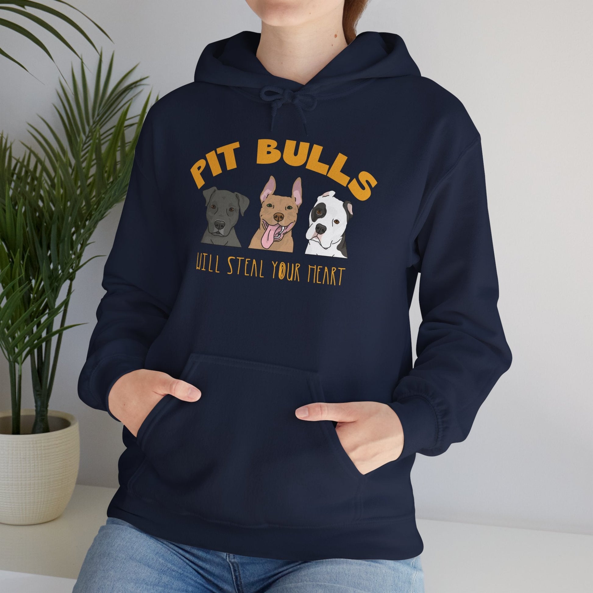 Hooded Sweatshirt | Pit Bulls Will Steal Your Heart - Detezi Designs - 75067939228755342194