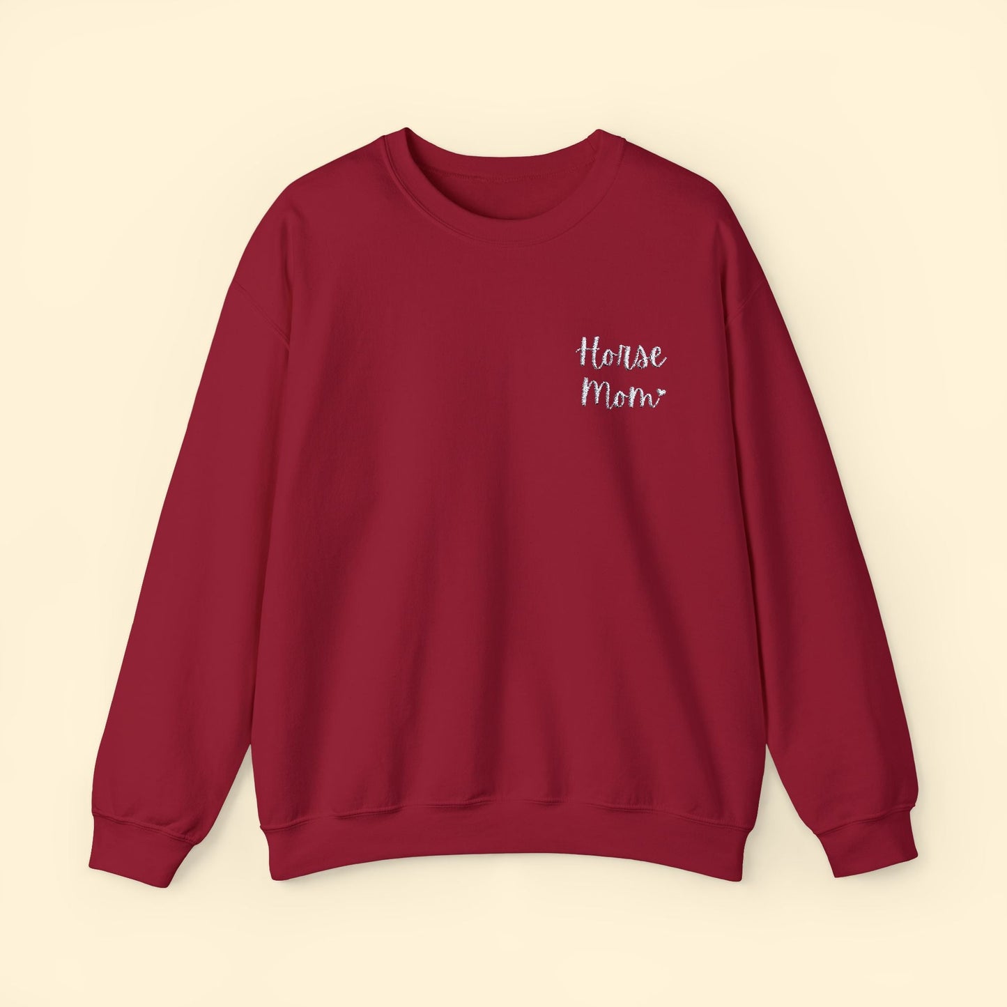 Horse Mom | Embroidered | Unisex Crewneck Sweatshirt - Detezi Designs - 13912409172887846793