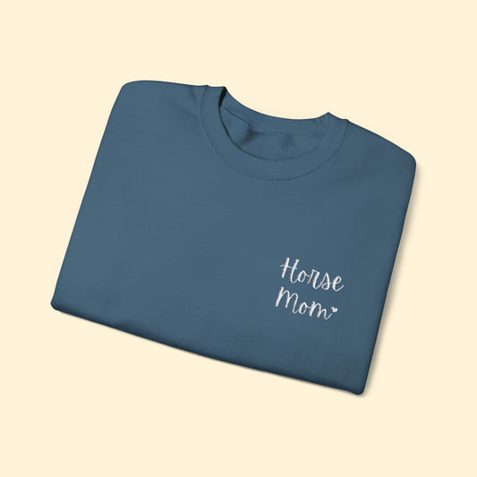 Horse Mom | Embroidered | Unisex Crewneck Sweatshirt - Detezi Designs - 26214368866057821478