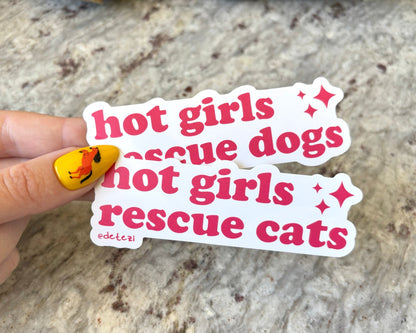 Hot Girls Rescue Cats | 4" Vinyl Sticker - Detezi Designs - 