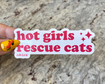 Hot Girls Rescue Cats | 4" Vinyl Sticker - Detezi Designs - 
