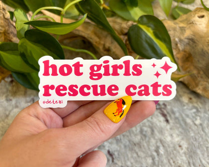 Hot Girls Rescue Cats | 4" Vinyl Sticker - Detezi Designs - 