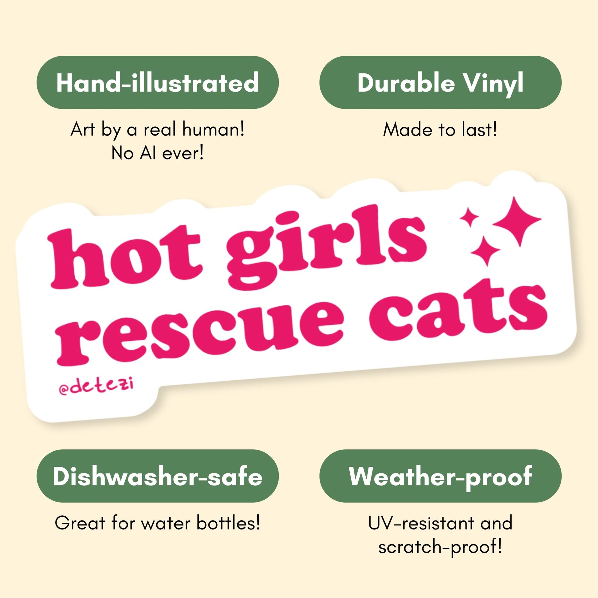 Hot Girls Rescue Cats | Vinyl Sticker - Detezi Designs-