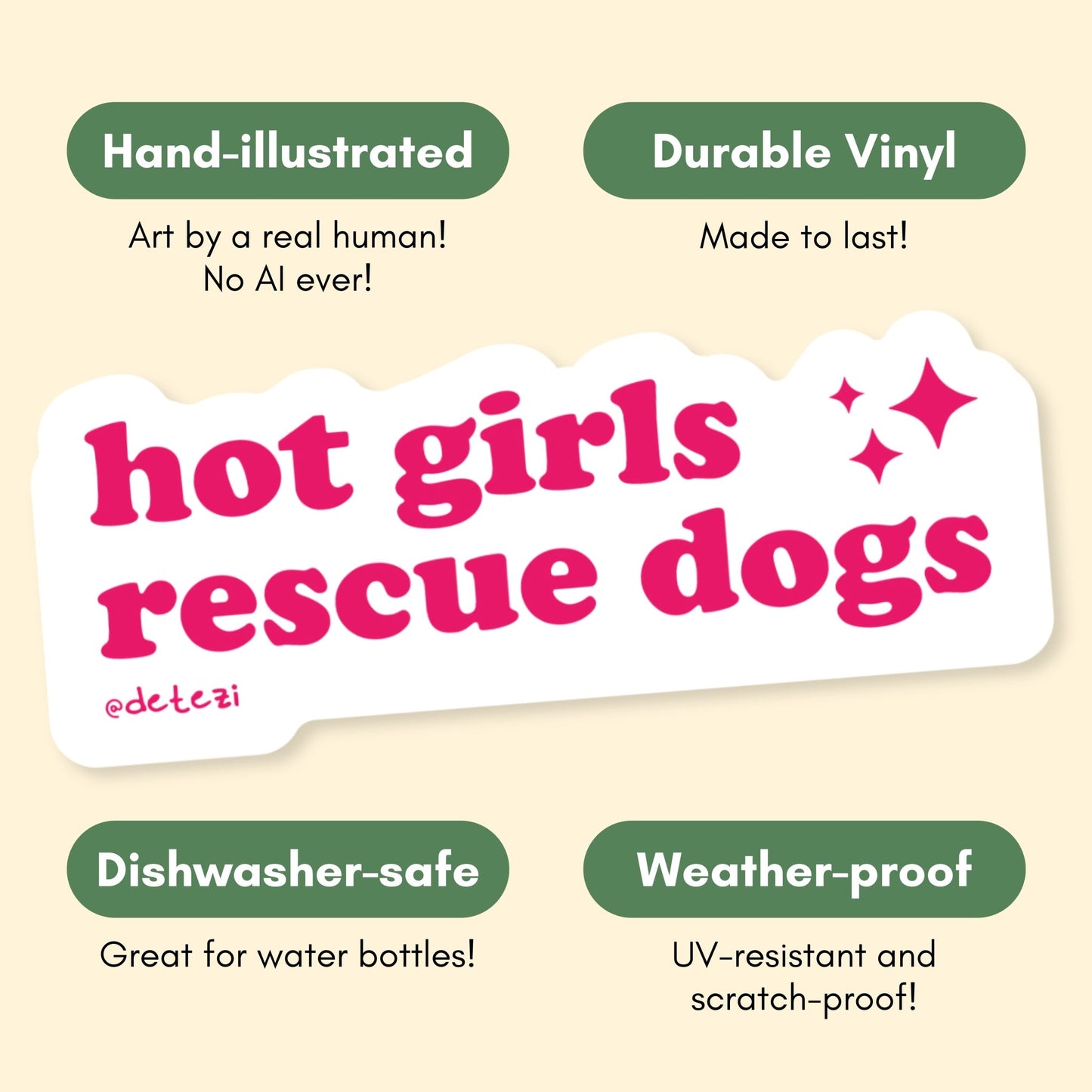 Hot Girls Rescue Dogs | Vinyl Sticker - Detezi Designs-
