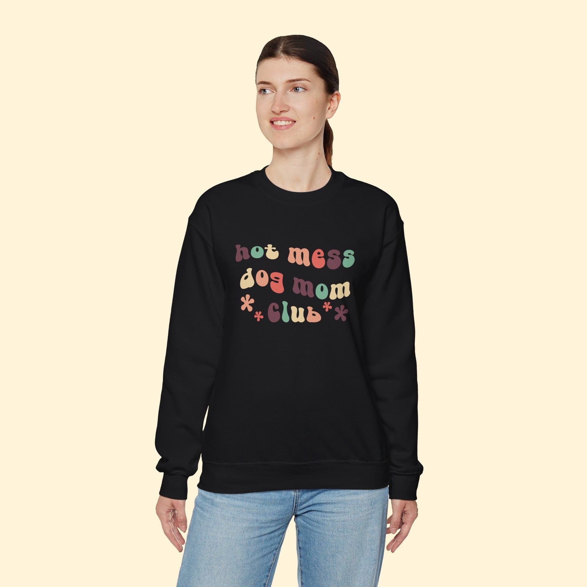 Hot Mess Dog Mom Club | Crewneck Sweatshirt - Detezi Designs - 25229664023136978692