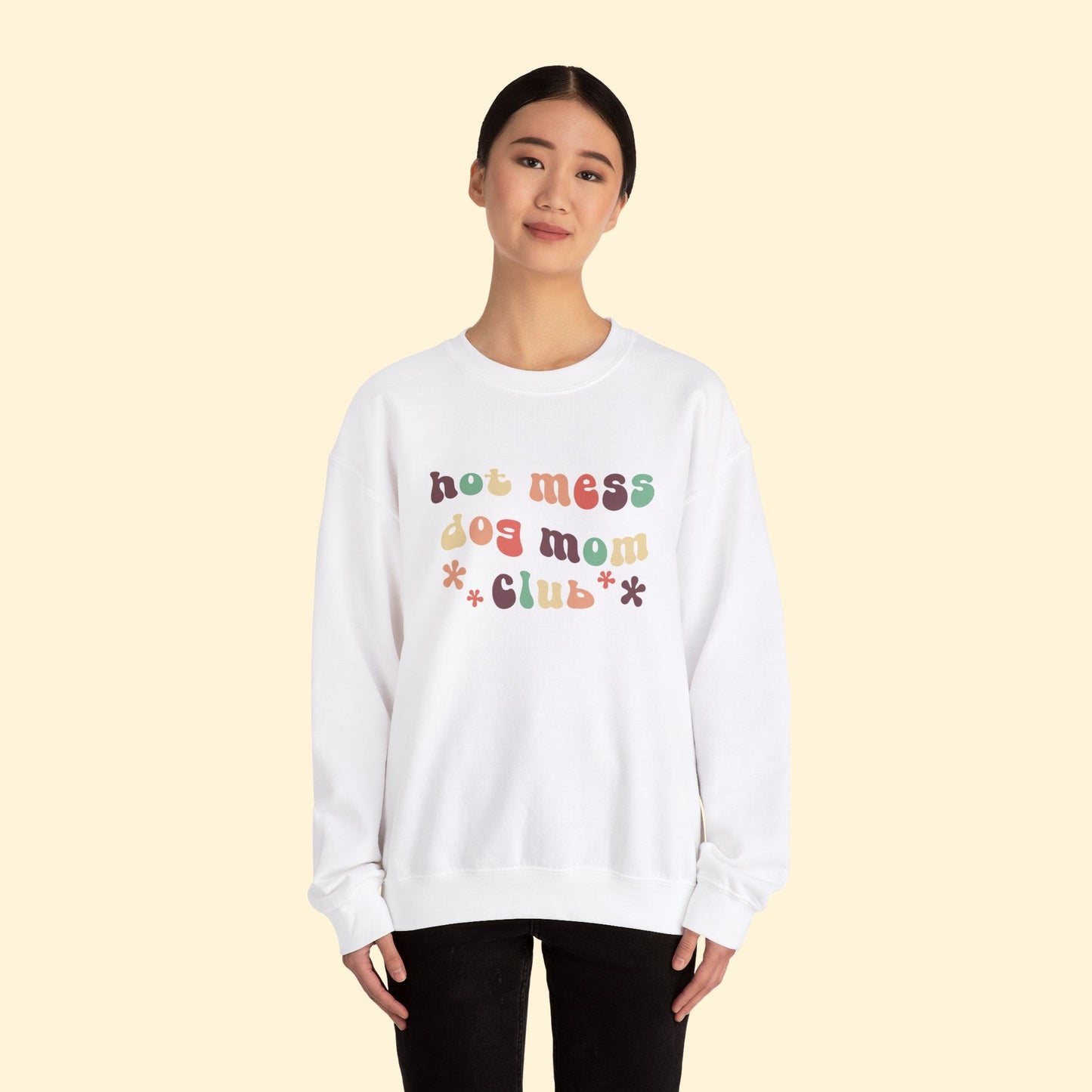 Hot Mess Dog Mom Club | Crewneck Sweatshirt - Detezi Designs - 25229664023136978692