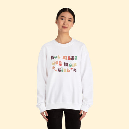 Hot Mess Dog Mom Club | Crewneck Sweatshirt - Detezi Designs - 25229664023136978692