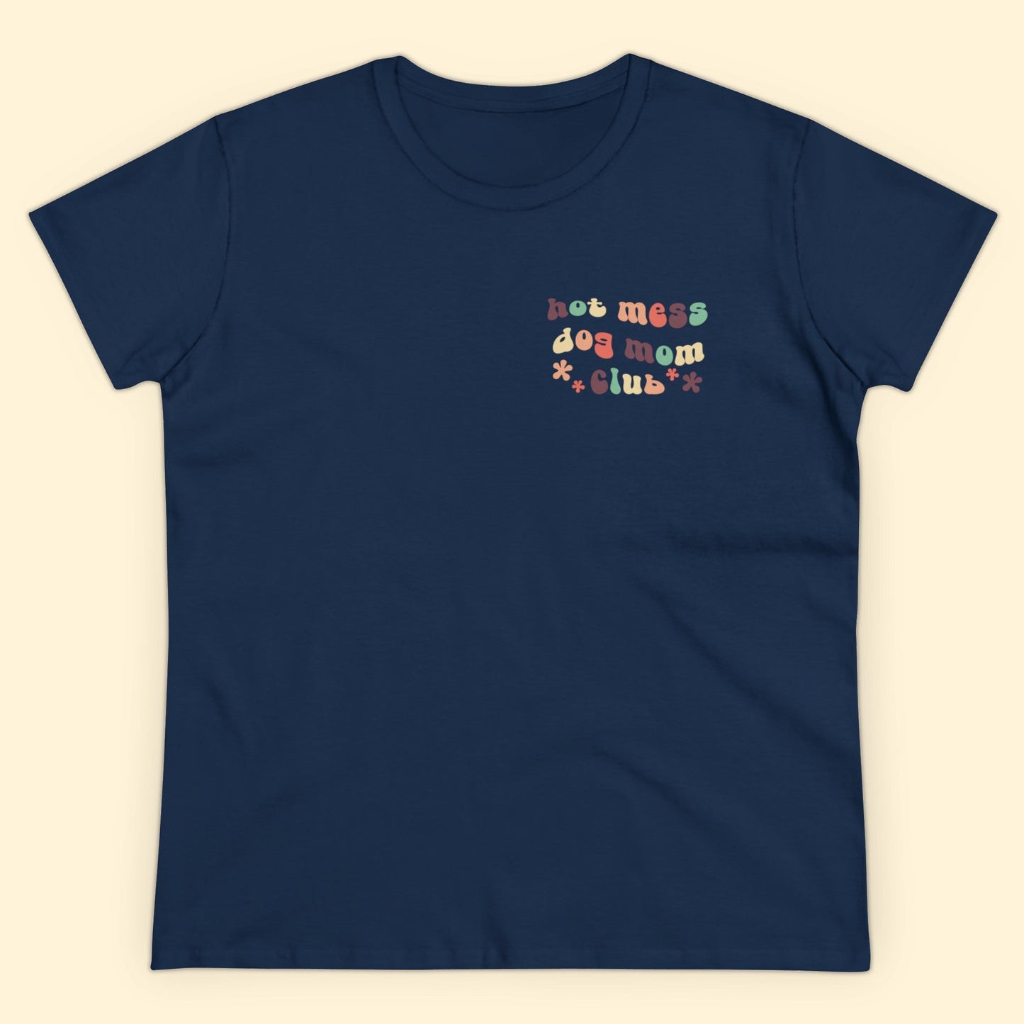 Hot Mess Dog Mom Club | Pocket Print | Women's Midweight Cotton Tee - Detezi Designs - 29255169359914241536