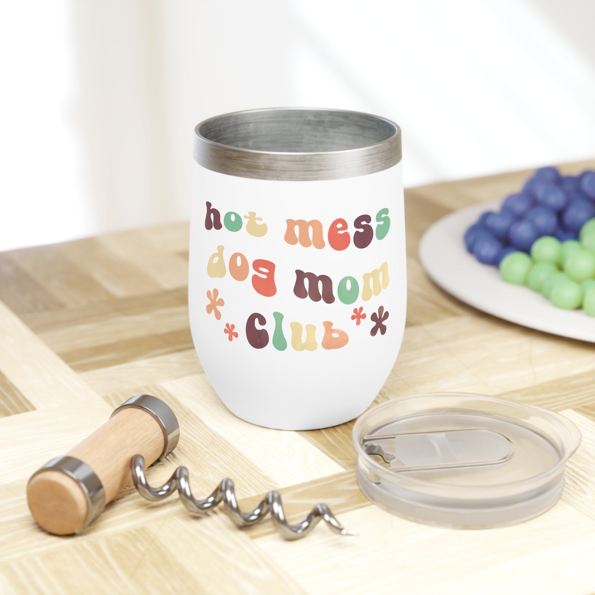 Hot Mess Dog Mom Club | Wine Tumbler - Detezi Designs - 12003842915196456974