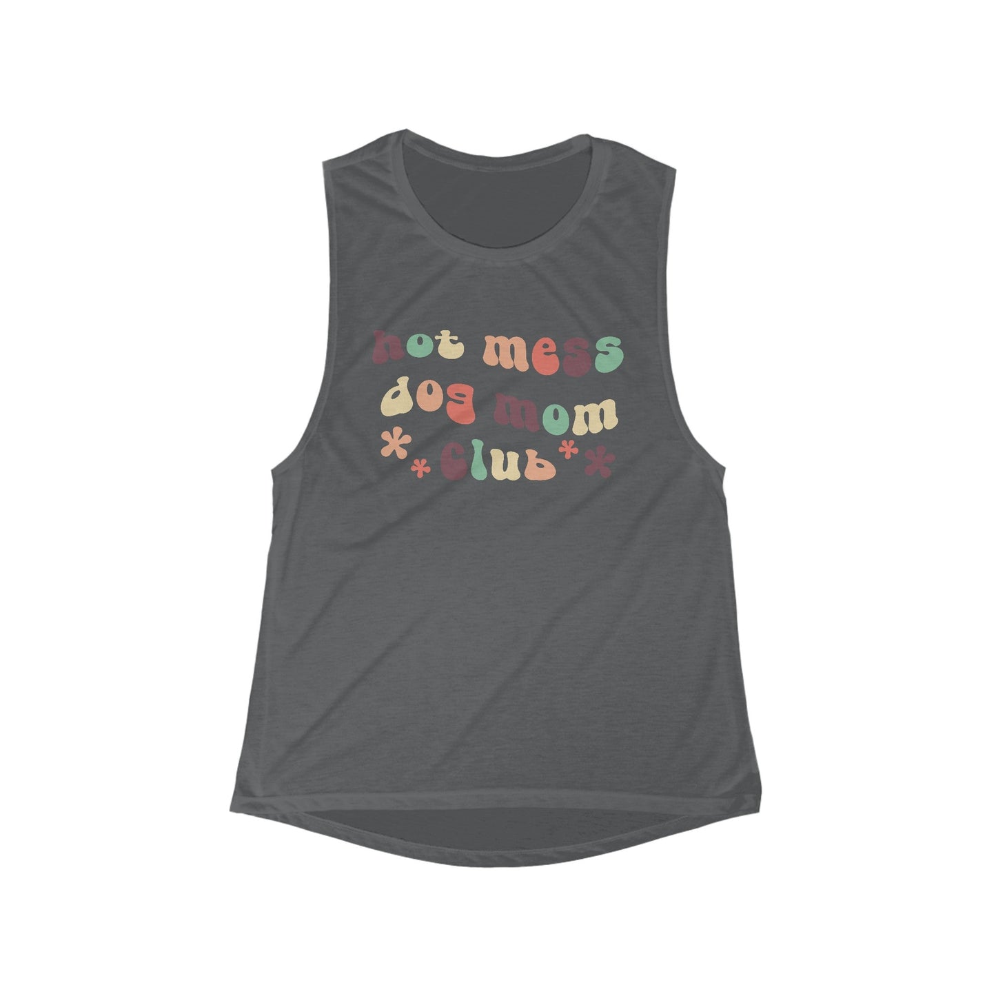 Hot Mess Dog Mom Club | Women's Flowy Scoop Muscle Tank - Detezi Designs - 32129081123712259658