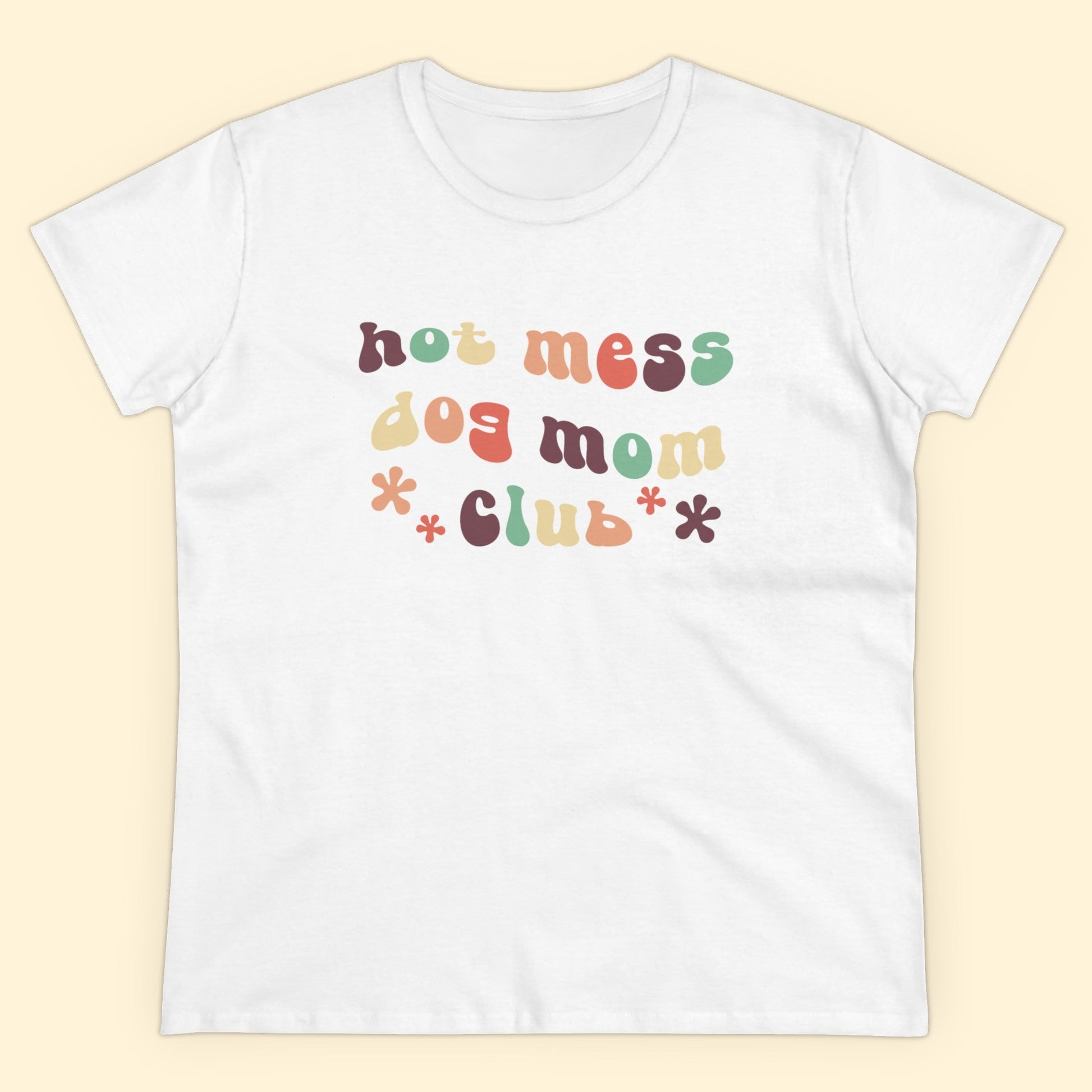 Hot Mess Dog Mom Club | Women's Midweight Cotton Tee - Detezi Designs - 21813130618194616223