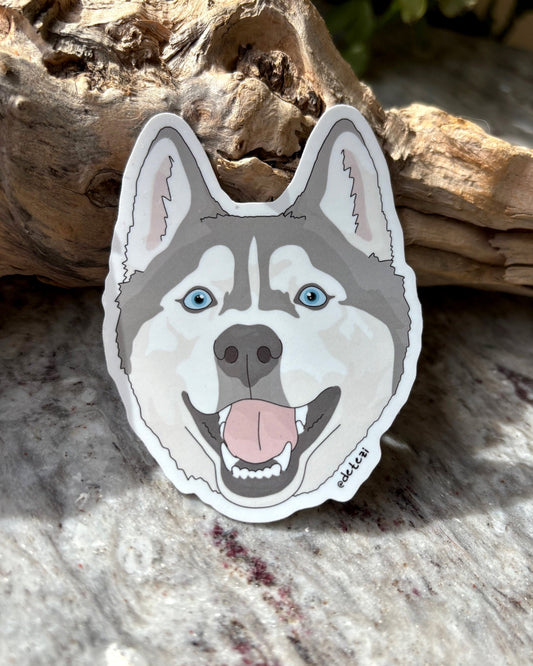 Husky | Face | 3" Vinyl Sticker - Detezi Designs - 