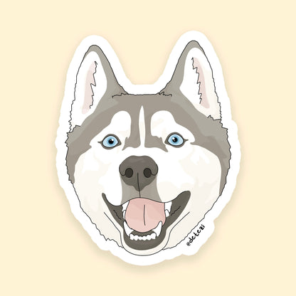 Husky | Face | 3" Vinyl Sticker - Detezi Designs - 