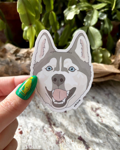 Husky | Face | 3" Vinyl Sticker - Detezi Designs - 