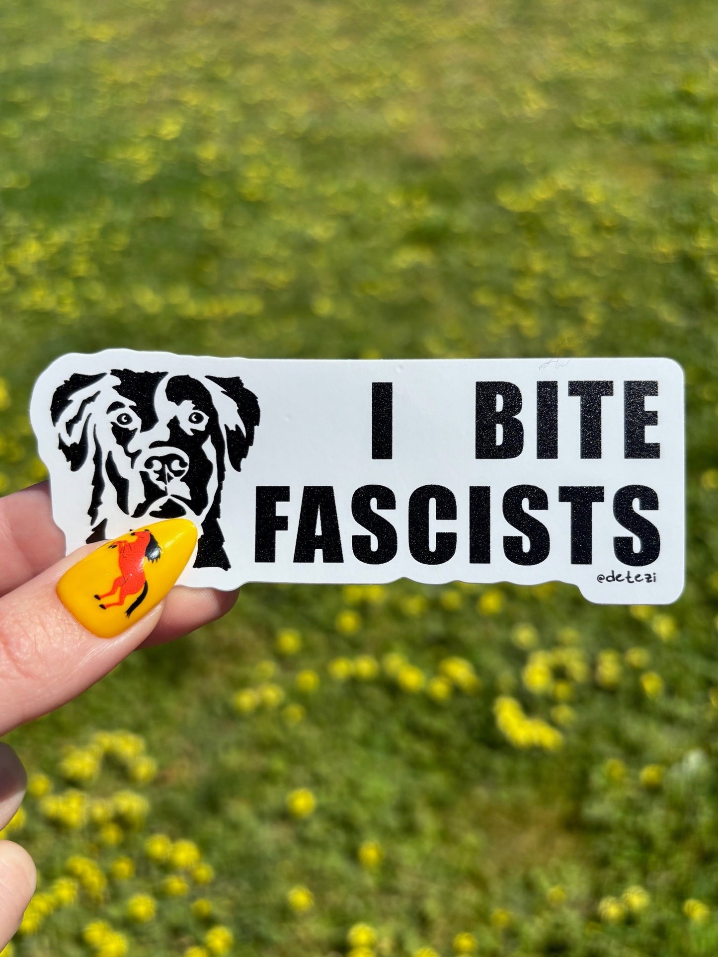 I Bite Fascists | 4" Vinyl Sticker - Detezi Designs - 
