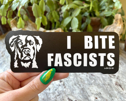 I Bite Fascists | 6" Vinyl Bumper Sticker - Detezi Designs - 