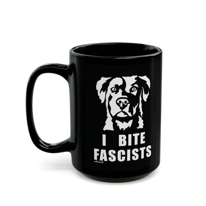 I Bite Fascists | Black Mug (11oz, 15oz) - Detezi Designs - 21885388953344814996