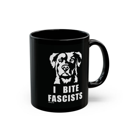 I Bite Fascists | Black Mug (11oz, 15oz) - Detezi Designs - 21885388953344814996