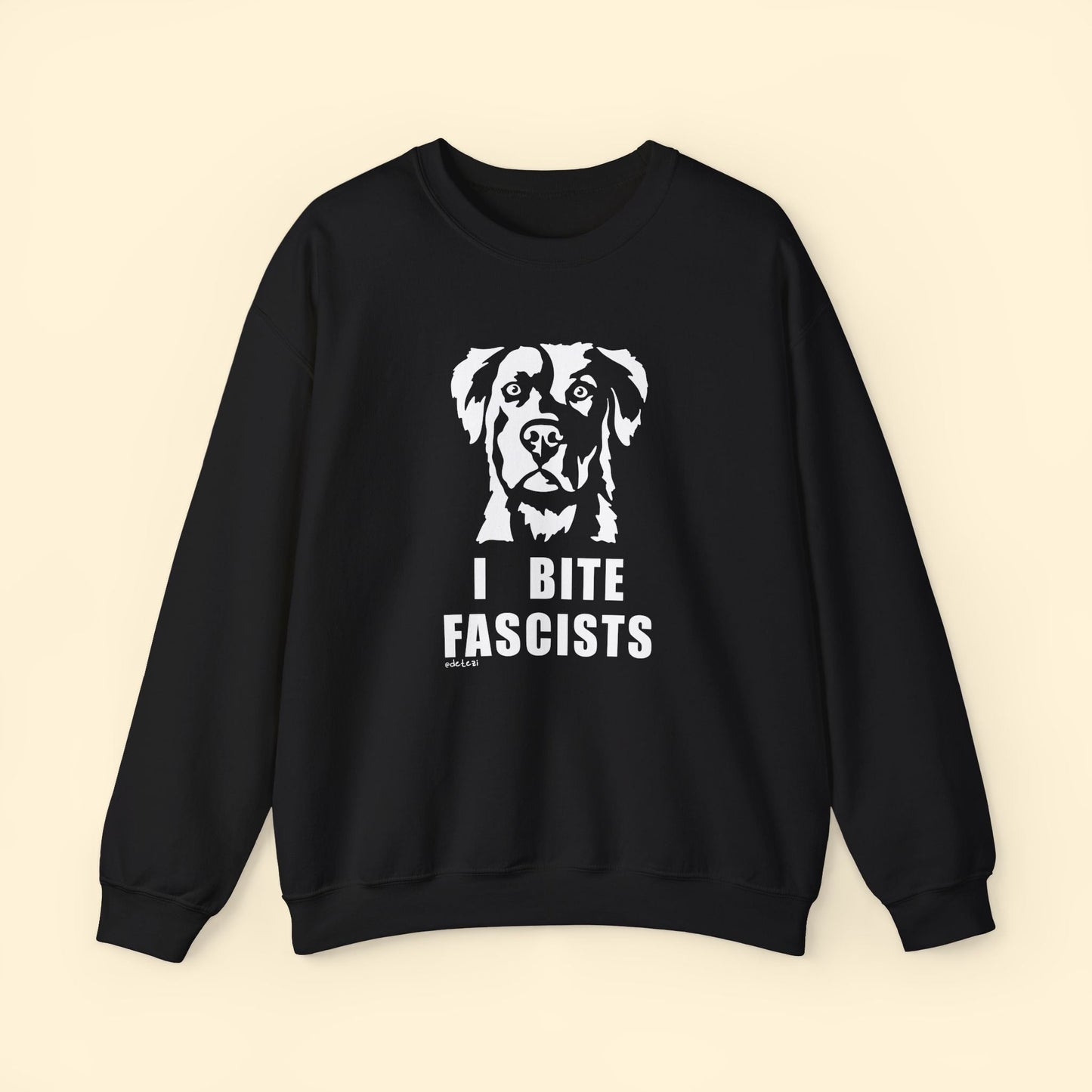 I Bite Fascists | Crewneck Sweatshirt - Detezi Designs - 29597789675395624334