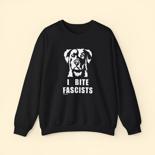 I Bite Fascists | Crewneck Sweatshirt - Detezi Designs - 29597789675395624334