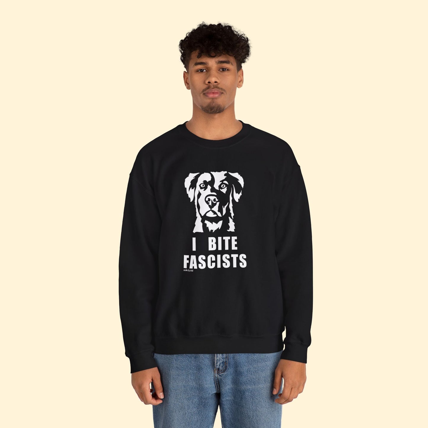 I Bite Fascists | Crewneck Sweatshirt - Detezi Designs - 29597789675395624334