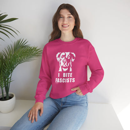 I Bite Fascists | Crewneck Sweatshirt - Detezi Designs - 29597789675395624334