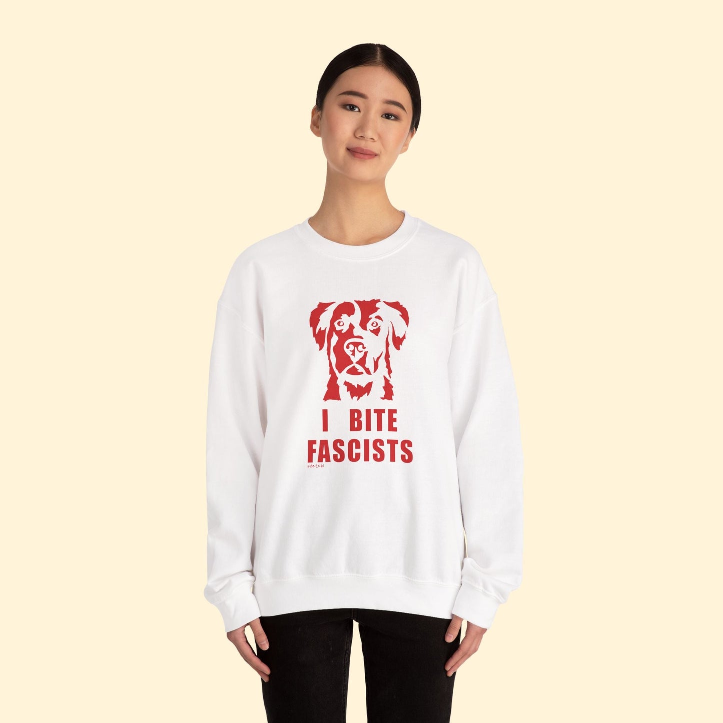 I Bite Fascists | Crewneck Sweatshirt - Detezi Designs - 29597789675395624334