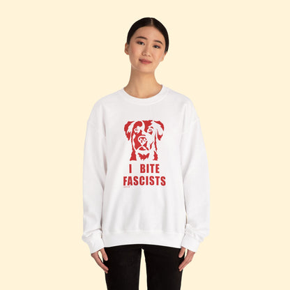 I Bite Fascists | Crewneck Sweatshirt - Detezi Designs - 29597789675395624334