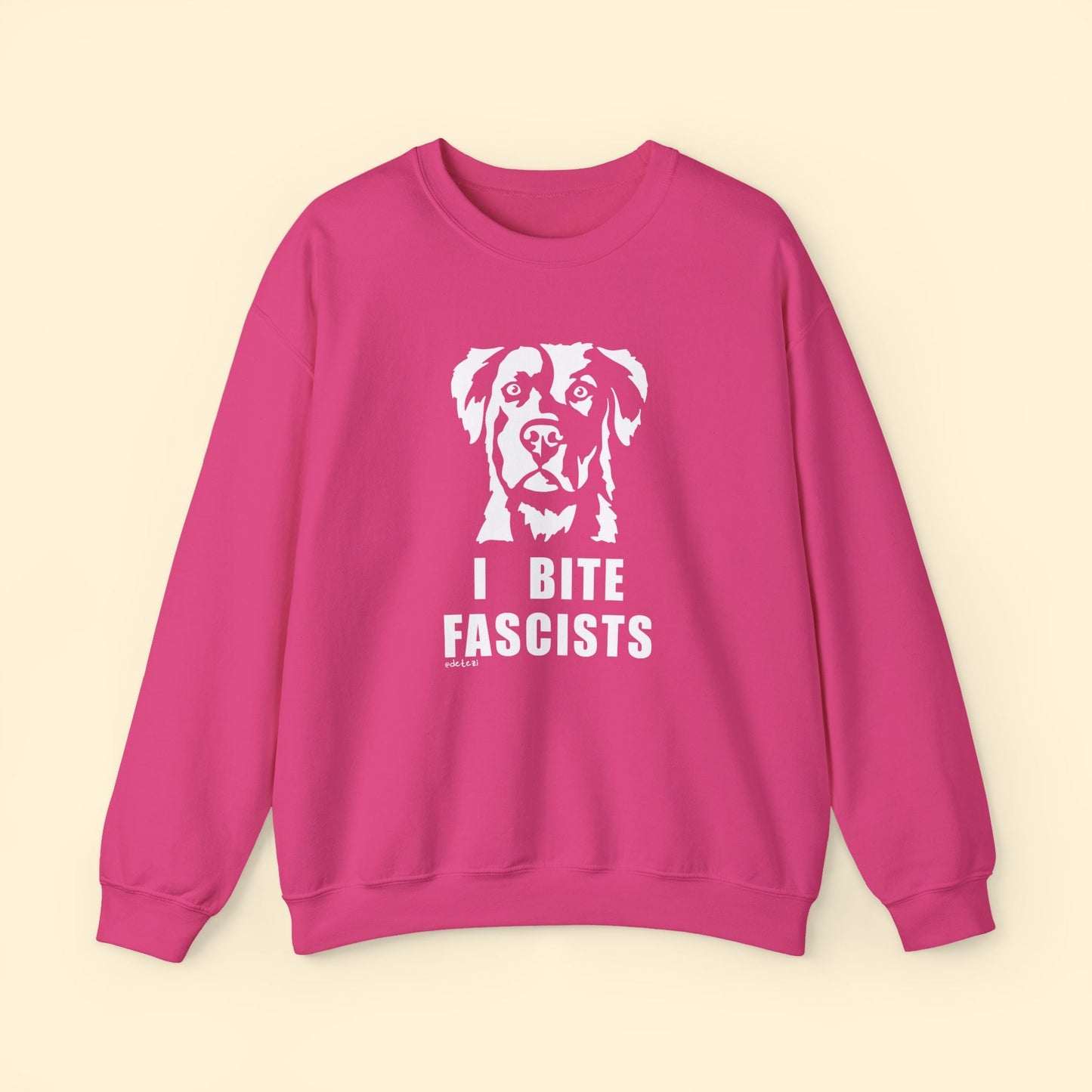 I Bite Fascists | Crewneck Sweatshirt - Detezi Designs - 31864120637441498233