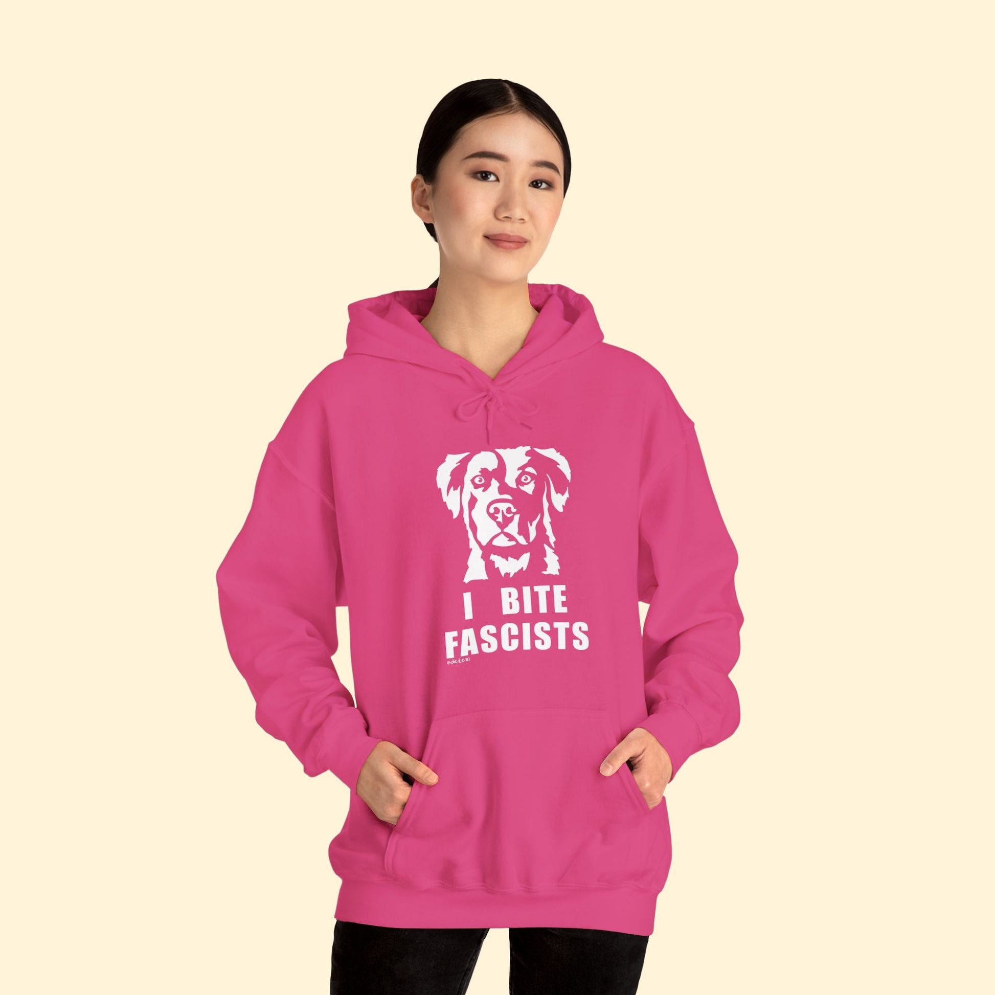 I Bite Fascists | Hooded Sweatshirt - Detezi Designs - 13145189484572447816
