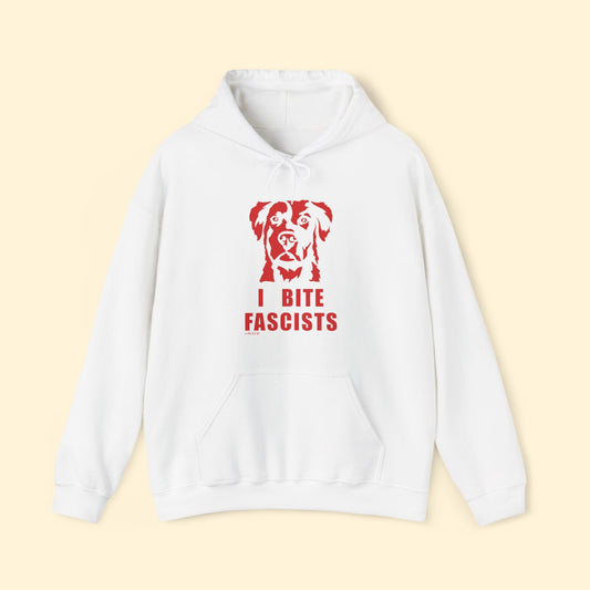 I Bite Fascists | Hooded Sweatshirt - Detezi Designs - 13145189484572447816