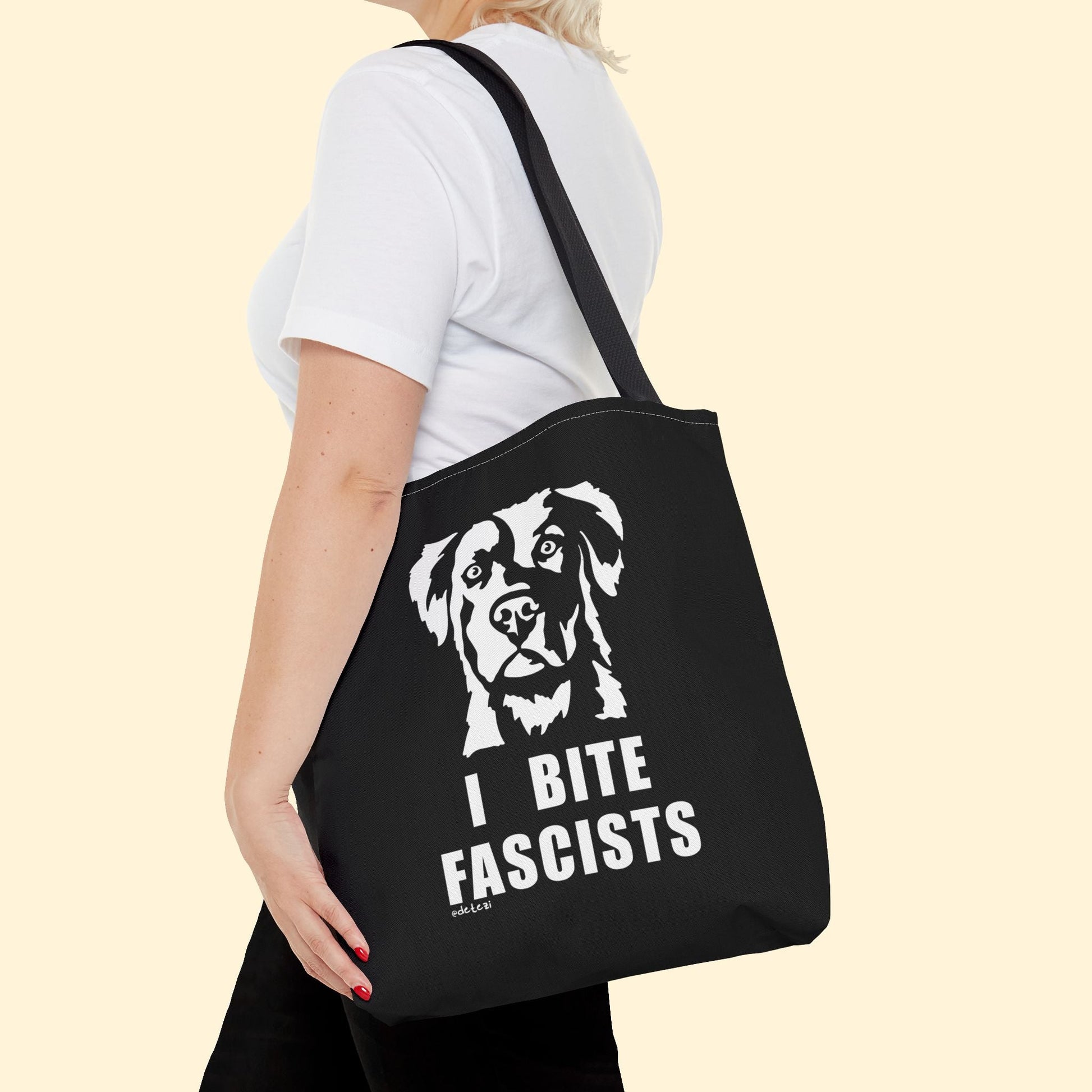 I Bite Fascists | Tote Bag | Three Sizes - Detezi Designs - 20714174737860168731