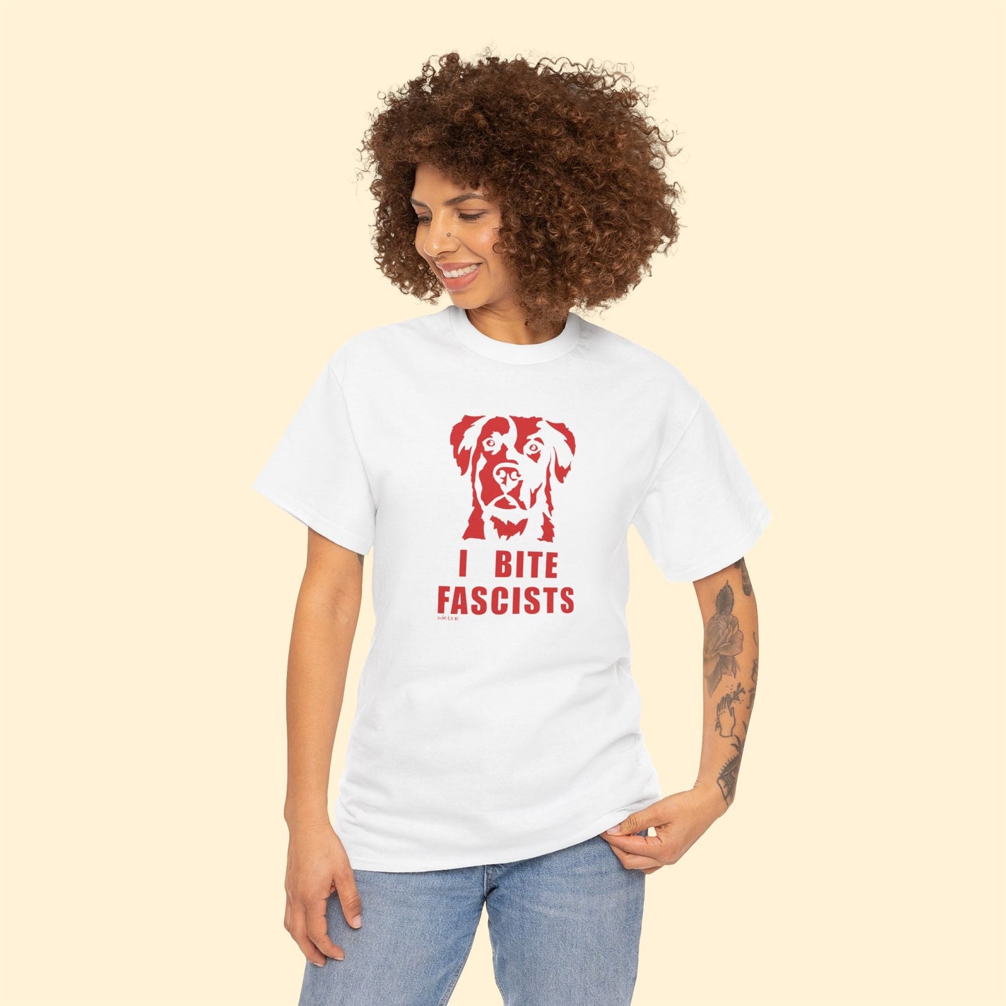 I Bite Fascists | Unisex Crewneck T-shirt - Detezi Designs - 78340211823634925471