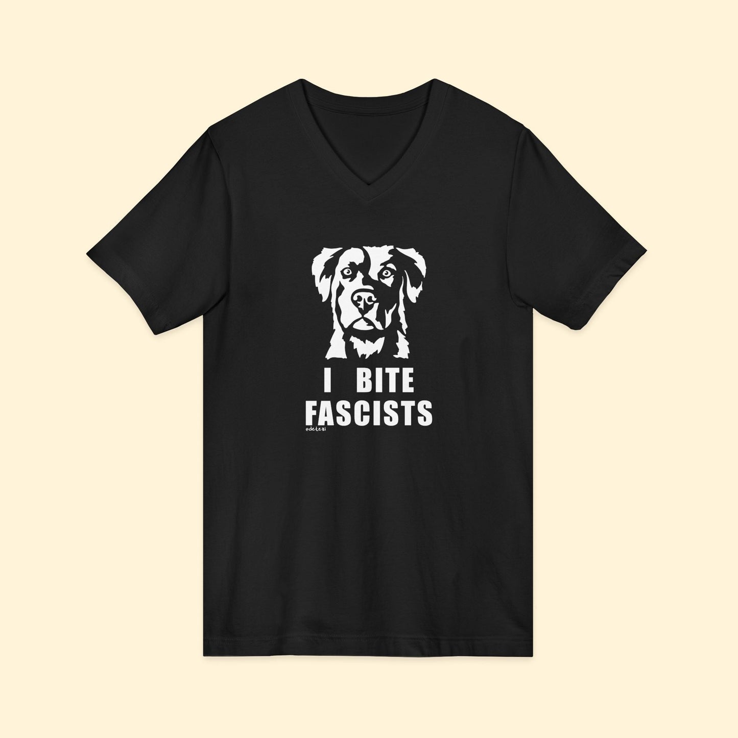 I Bite Fascists | Unisex V - Neck Tee - Detezi Designs - 13085264094559213752