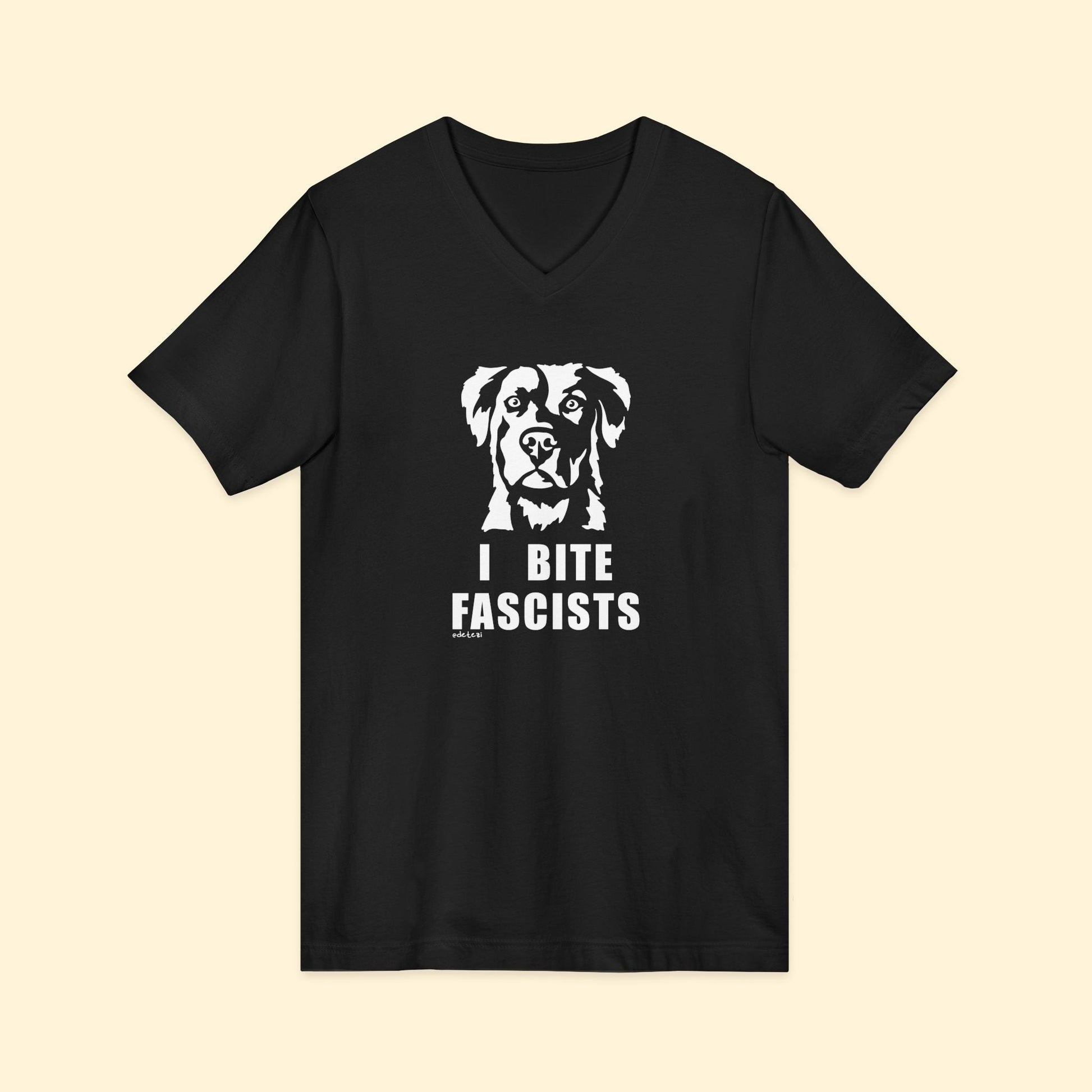 I Bite Fascists | Unisex V - Neck Tee - Detezi Designs - 13085264094559213752