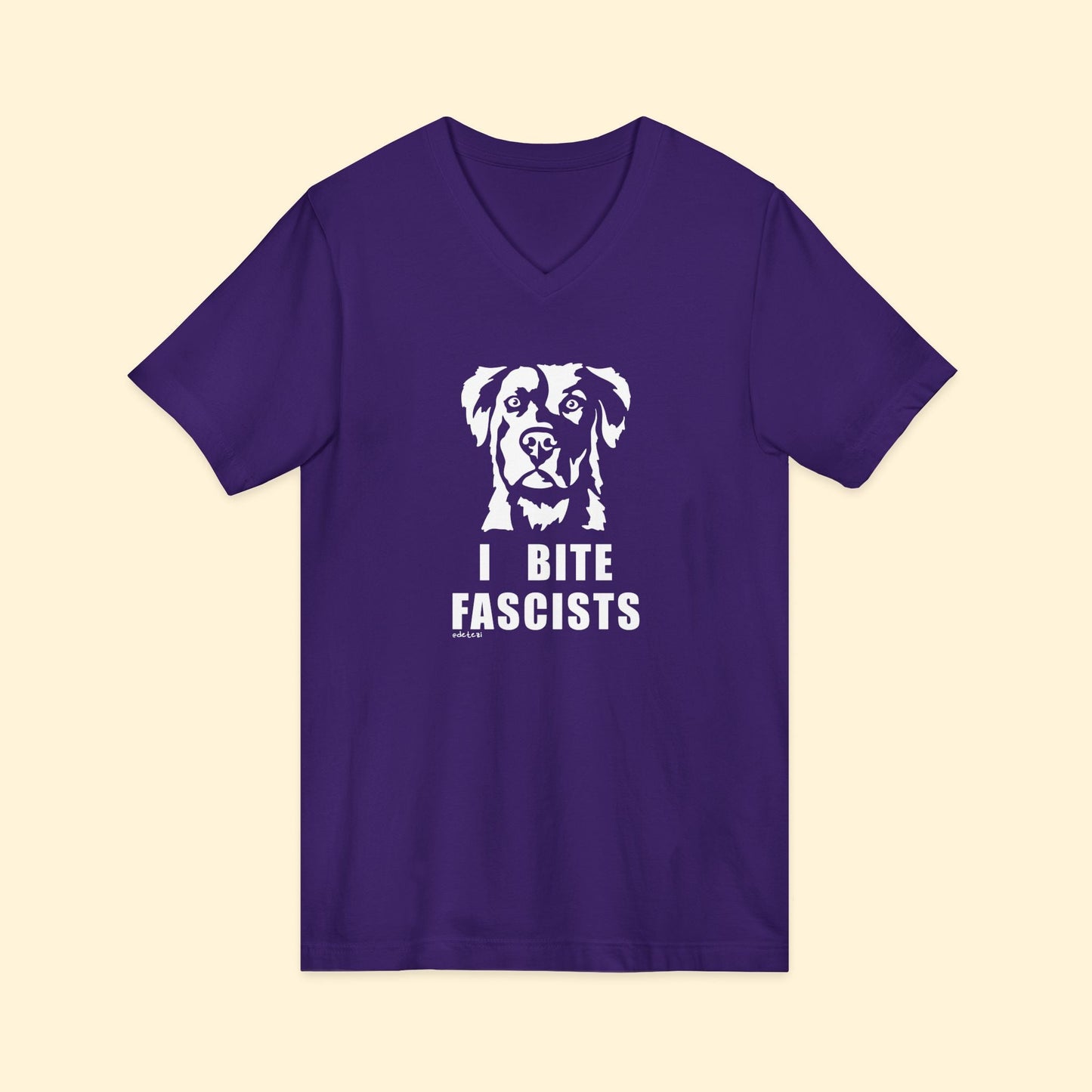 I Bite Fascists | Unisex V - Neck Tee - Detezi Designs - 32259107779394312169