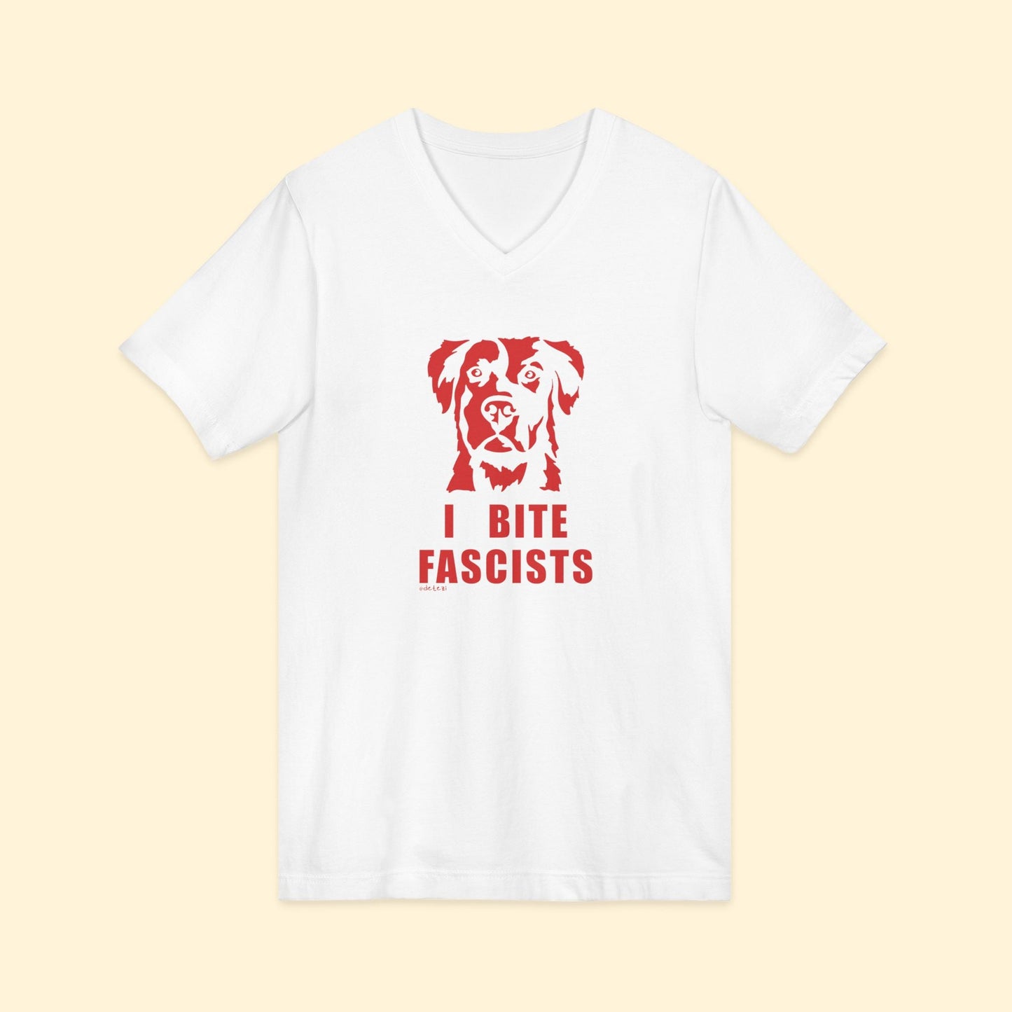 I Bite Fascists | Unisex V - Neck Tee - Detezi Designs - 33665324082990079166