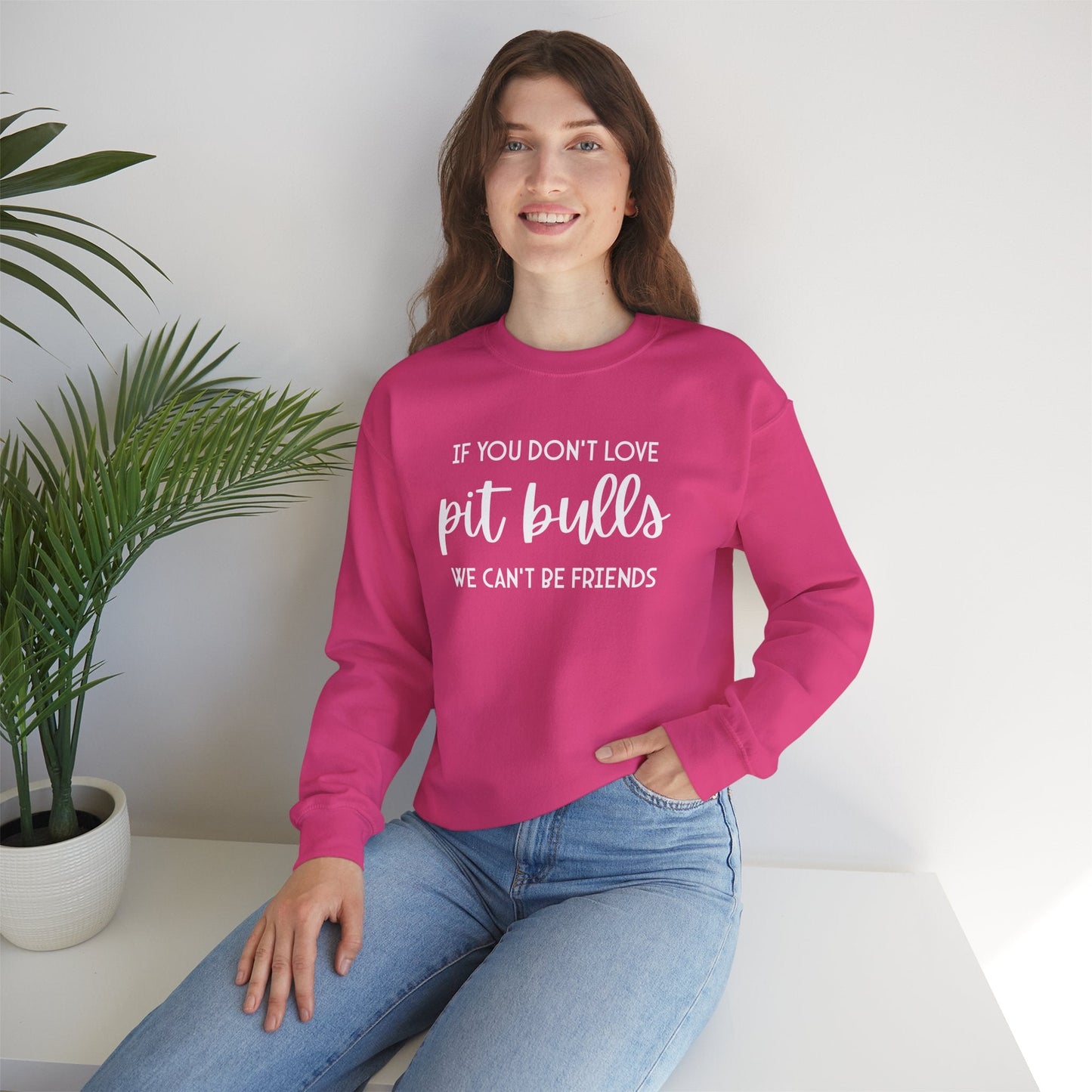 If You Don't Love Pit Bulls, We Can't Be Friends | Crewneck Sweatshirt - Detezi Designs - 17906062590265932942
