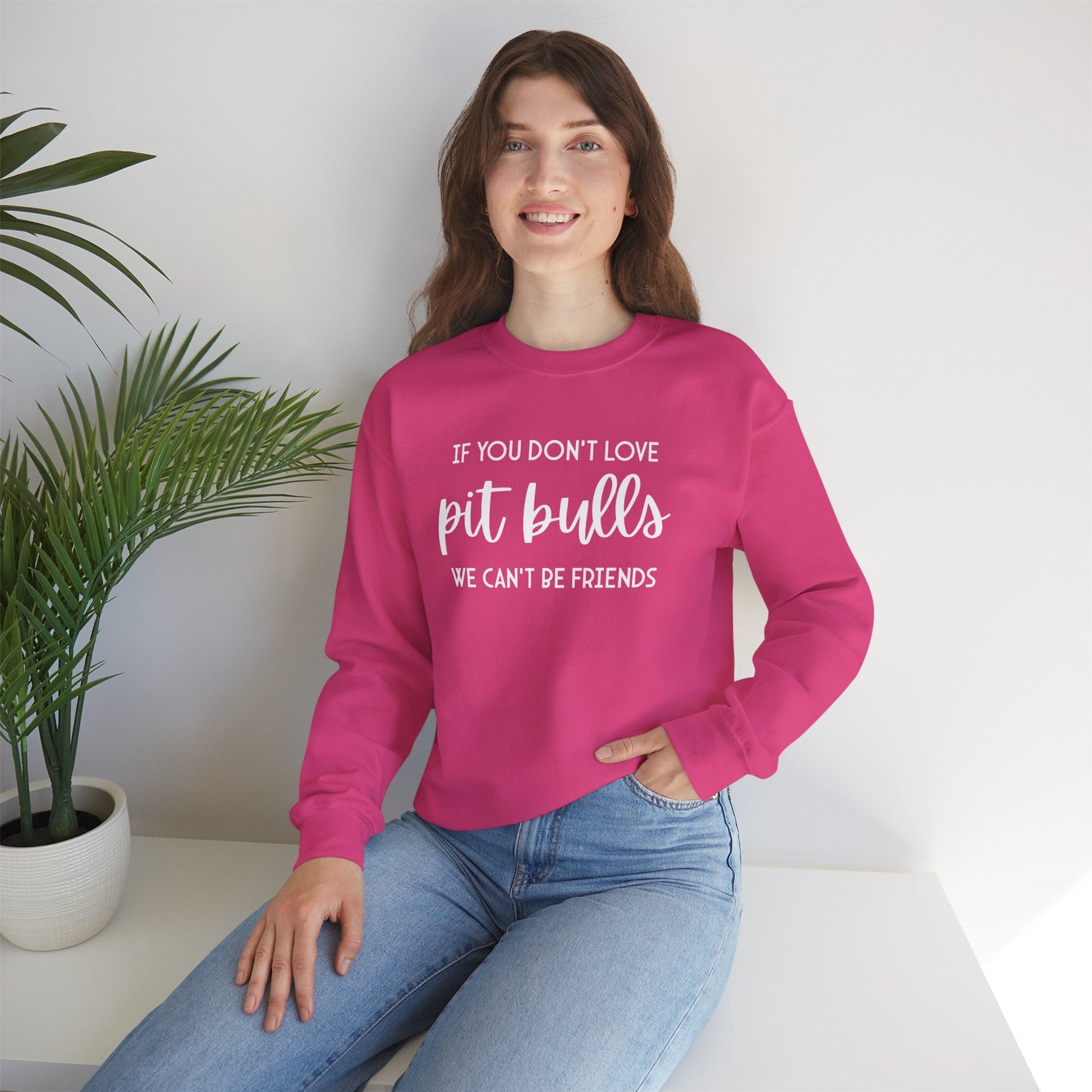 If You Don't Love Pit Bulls, We Can't Be Friends | Crewneck Sweatshirt - Detezi Designs - 17906062590265932942