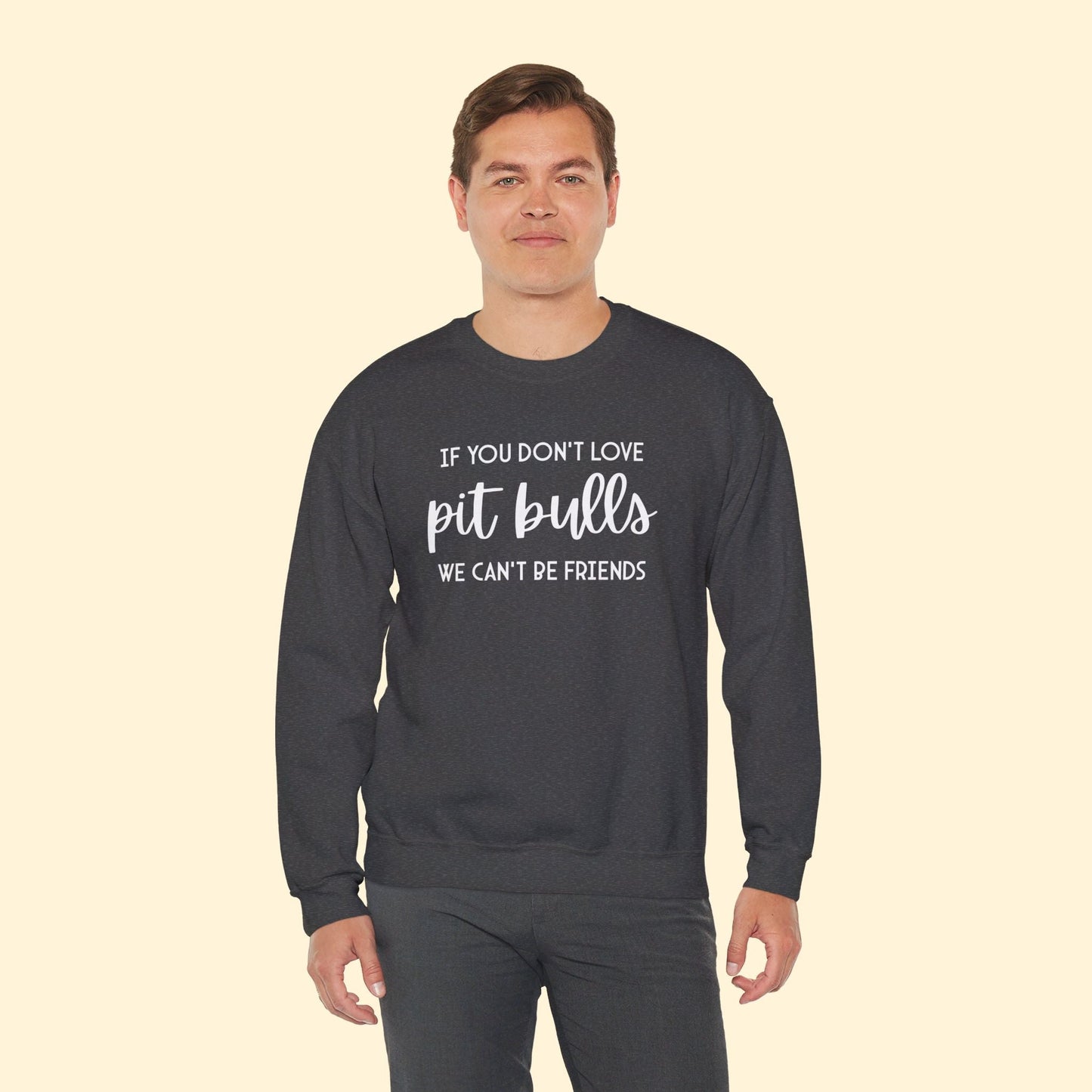 If You Don't Love Pit Bulls, We Can't Be Friends | Crewneck Sweatshirt - Detezi Designs - 28587687484174892889