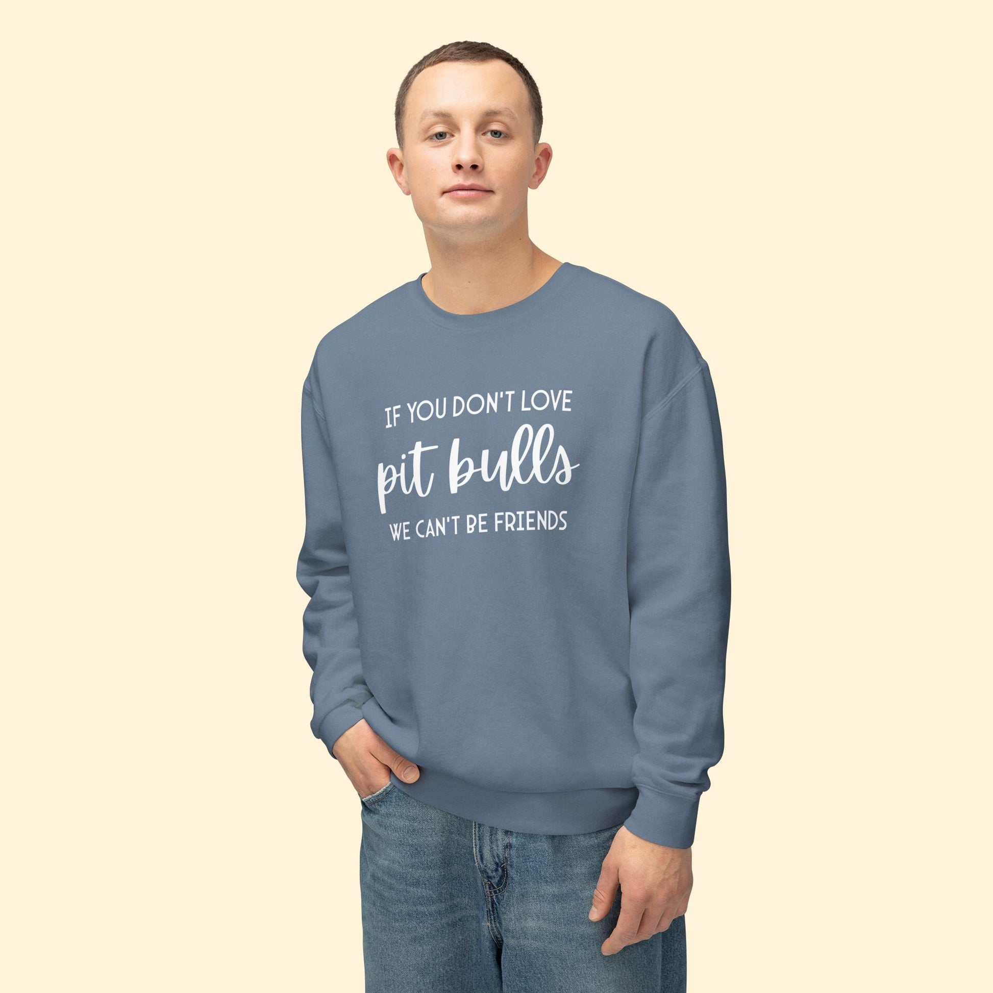 If You Don't Love Pit Bulls, We Can't Be Friends | Lightweight Comfort Colors Crewneck Sweatshirt - Detezi Designs - 25346162836517453268