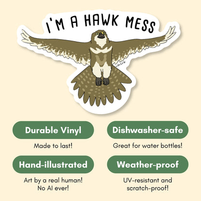 I'm A Hawk Mess | Vinyl Sticker - Detezi Designs-