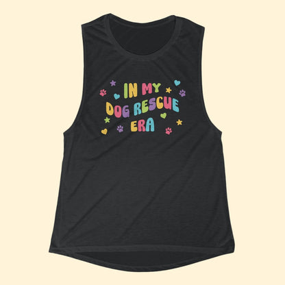 In My Dog Rescue Era | Women's Flowy Scoop Muscle Tank - Detezi Designs-28533754338370143020