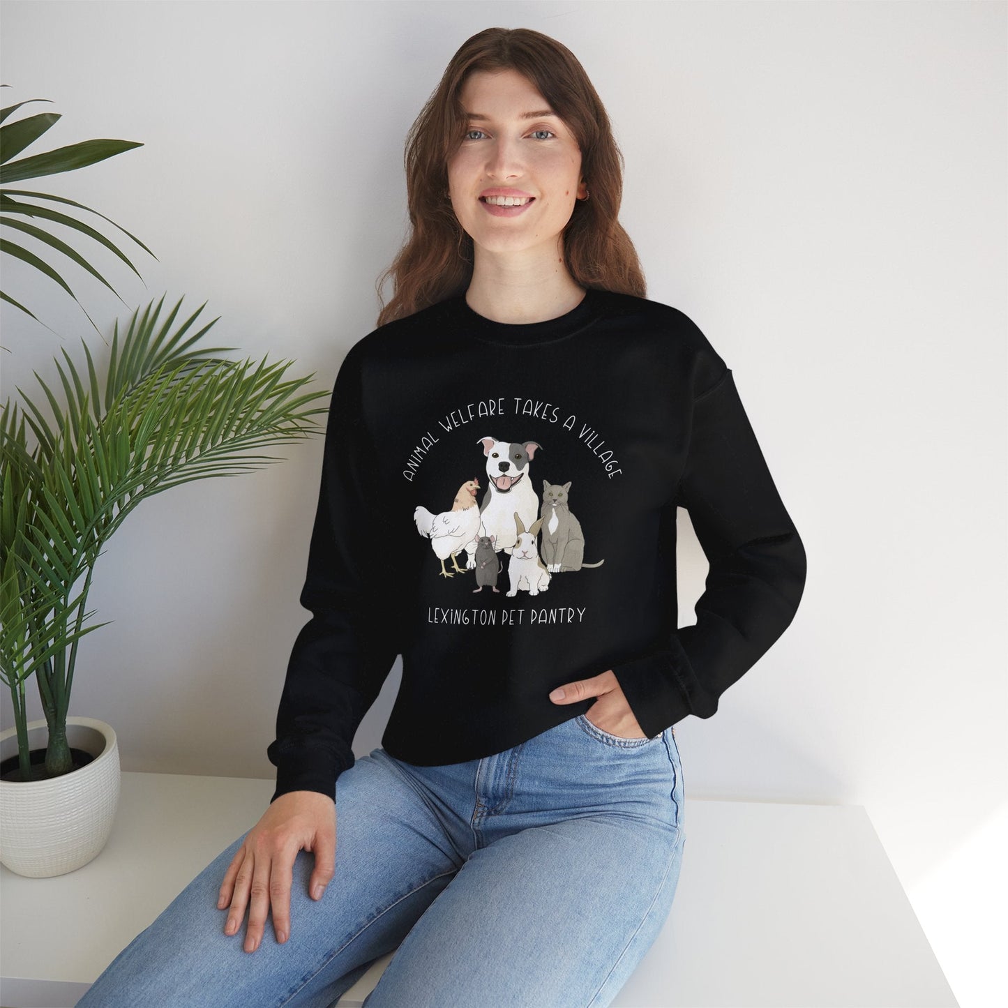 It Takes A Village | FUNDRAISER for Lexington Pet Pantry | Crewneck Sweatshirt - Detezi Designs - 27823756844736615488