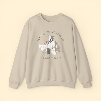 It Takes A Village | FUNDRAISER for Lexington Pet Pantry | Crewneck Sweatshirt - Detezi Designs - 30046193929733876590